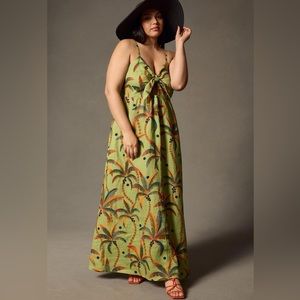 Farm Rio Tie-Front Linen Maxi Dress